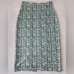 New York & Company Green and Black Patterned Pencil Skirt